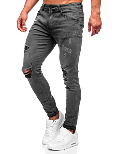 BOLF Herren Jeanshose Jeans Used Look Jeanspants Destroyed Denim Style Slim Fit Narrow Leg Freizeit Casual Style KS2081 Schwarz XXL [6F6] von BOLF