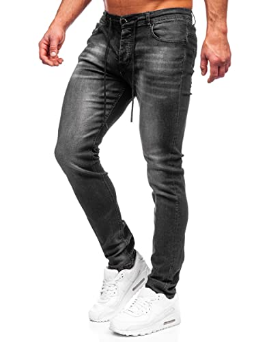 BOLF Herren Jeanshose Jeans Used Look Jeanspants Destroyed Denim Style Slim Fit Narrow Leg Freizeit Casual Style MP021N Schwarz M [6F6] von BOLF