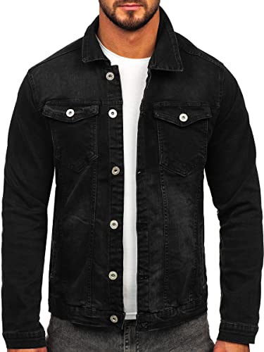 BOLF Herren Jeansjacke Übergangsjacke Trucker Jacket Jeans Denim Jacket Freizeitjacke Vintage Retro Classic Street Style Basic Casual Style 200 Dunkelgrau XXL [4D4] von BOLF