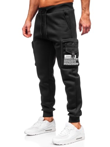 BOLF Herren Jogger Cargohose mit Taschen Freizeithose Baumwolle Jogginghose Sporthose Cargo Jogpants Elastische Traininghose Joggers Stretch Combat Slim Fit K22 Schwarz L [6F6] von BOLF