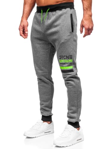 BOLF Herren Jogginghose Basic Sporthose Baumwolle Sweatpants Jogger Beinabschlüsse Trainingshose Sweathose Jogging Freizeithose Fitness Slim Fit AM108 Dunkelgrau L [6F6] von BOLF