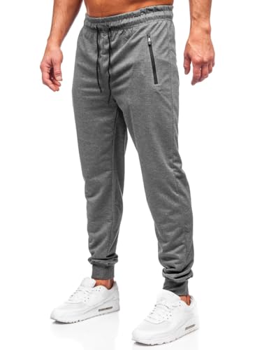 BOLF Herren Jogginghose Basic Sporthose Baumwolle Sweatpants Jogger Beinabschlüsse Trainingshose Sweathose Jogging Freizeithose Fitness Slim Fit JX6109 Grau M [6F6] von BOLF