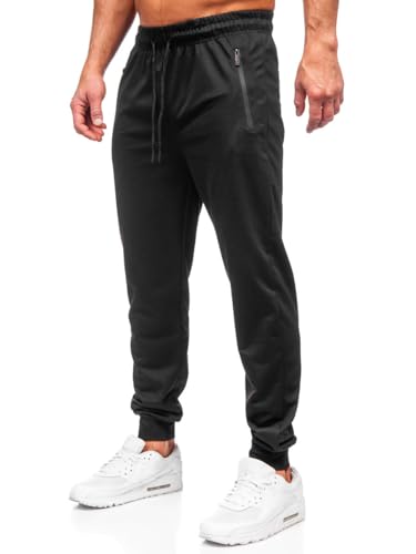 BOLF Herren Jogginghose Basic Sporthose Baumwolle Sweatpants Jogger Beinabschlüsse Trainingshose Sweathose Jogging Freizeithose Fitness Slim Fit JX6109 Schwarz XL [6F6] von BOLF