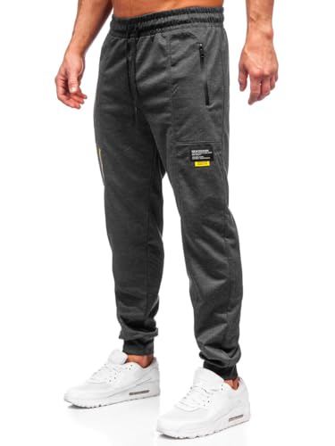 BOLF Herren Jogginghose Basic Sporthose Baumwolle Sweatpants Jogger Beinabschlüsse Trainingshose Sweathose Jogging Freizeithose Fitness Slim Fit JX6333 Anthrazit M [6F6] von BOLF