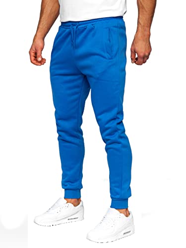 BOLF Herren Jogginghose Sporthose Trainingshose Jogger Sweathose Fitnesshose Jogpants Fußballhose Sweatpants Beinabschluss Pants Baumwolle Slim Fit J.Style CK01 Blau L [6F6] von BOLF