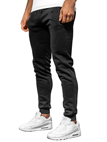 BOLF Herren Jogginghose Trainingshose Freizeithose Sporthose Bund mit Tunnelzug elastische Beinabschlüsse und Eingriffstaschen Weich Und Bequem Baumwolle Basic Casual Style XW01 Schwarz M [6F6] von BOLF