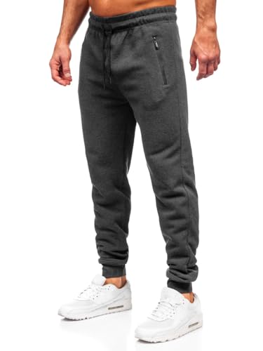 BOLF Herren Jogginghose Sweathose mit Taschen Trainingshose Sporthose Beinabschluss Freizeithose Sweatpants Jogger Lange Baumwolle Fitness Casual Slim Fit JX6273 Dunkelgrau L [6F6] von BOLF