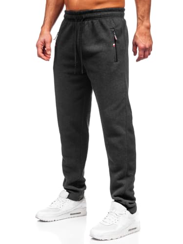 BOLF Herren Jogginghose Sweathose mit Taschen Trainingshose Sporthose Beinabschluss Freizeithose Sweatpants Jogger Lange Baumwolle Fitness Casual Slim Fit JX6277 Anthrazit XXL [6F6] von BOLF