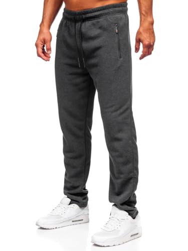 BOLF Herren Jogginghose Sweathose mit Taschen Trainingshose Sporthose Beinabschluss Freizeithose Sweatpants Jogger Lange Baumwolle Fitness Casual Slim Fit JX6279 Anthrazit XL [6F6] von BOLF