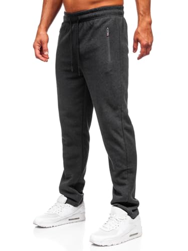 BOLF Herren Jogginghose Sweathose mit Taschen Trainingshose Sporthose Beinabschluss Freizeithose Sweatpants Jogger Lange Baumwolle Fitness Casual Slim Fit JX6279 Dunkelgrau M [6F6] von BOLF