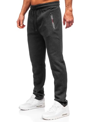 BOLF Herren Jogginghose Sweathose mit Taschen Trainingshose Sporthose Beinabschluss Freizeithose Sweatpants Jogger Lange Baumwolle Fitness Casual Slim Fit JX6281 Anthrazit XL [6F6] von BOLF