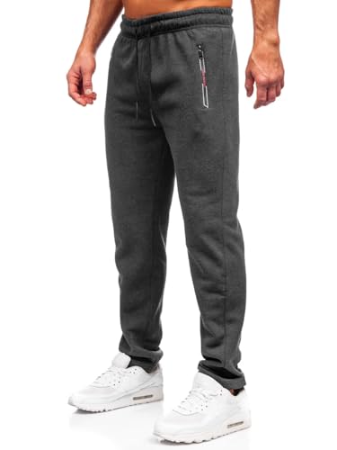BOLF Herren Jogginghose Sweathose mit Taschen Trainingshose Sporthose Beinabschluss Freizeithose Sweatpants Jogger Lange Baumwolle Fitness Casual Slim Fit JX6281 Dunkelgrau M [6F6] von BOLF