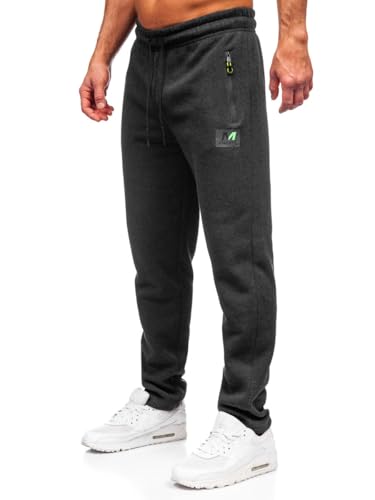 BOLF Herren Jogginghose Sweathose mit Taschen Trainingshose Sporthose Beinabschluss Freizeithose Sweatpants Jogger Lange Baumwolle Fitness Casual Slim Fit JX6282 Anthrazit M [6F6] von BOLF
