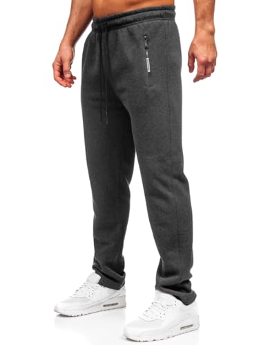 BOLF Herren Jogginghose Sweathose mit Taschen Trainingshose Sporthose Beinabschluss Freizeithose Sweatpants Jogger Lange Baumwolle Fitness Casual Slim Fit JX6506 Dunkelgrau 4XL [6F6] von BOLF