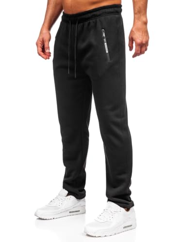BOLF Herren Jogginghose Sweathose mit Taschen Trainingshose Sporthose Beinabschluss Freizeithose Sweatpants Jogger Lange Baumwolle Fitness Casual Slim Fit JX6506 Schwarz 4XL [6F6] von BOLF