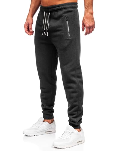 BOLF Herren Jogginghose Sweathose mit Taschen Trainingshose Sporthose Beinabschluss Freizeithose Sweatpants Jogger Lange Baumwolle Fitness Casual Slim Fit JX6602 Anthrazit M [6F6] von BOLF