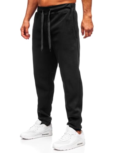 BOLF Herren Jogginghose Sweathose mit Taschen Trainingshose Sporthose Beinabschluss Freizeithose Sweatpants Jogger Lange Baumwolle Fitness Casual Slim Fit MS002 Schwarz XL [6F6] von BOLF