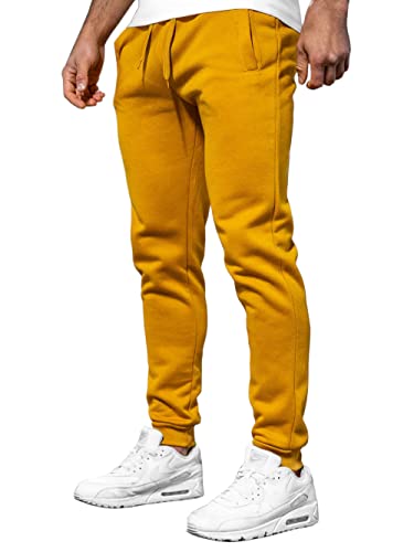 BOLF Herren Jogginghose Trainingshose Freizeithose Sporthose Bund mit Tunnelzug elastische Beinabschlüsse und Eingriffstaschen Weich Und Bequem Baumwolle Basic Casual Style XW01 Camel L [6F6] von BOLF