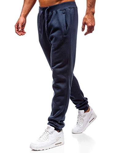 BOLF Herren Jogginghose Trainingshose Freizeithose Sporthose Bund mit Tunnelzug elastische Beinabschlüsse und Eingriffstaschen Weich Und Bequem Baumwolle Basic Casual Style XW01 Dunkelblau L [6F6] von BOLF