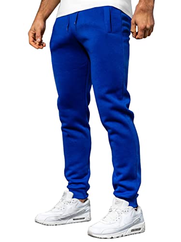 BOLF Herren Jogginghose Trainingshose Freizeithose Sporthose Bund mit Tunnelzug elastische Beinabschlüsse und Eingriffstaschen Weich Und Bequem Baumwolle Basic Casual Style XW01 Kobaltblau XXL [6F6] von BOLF