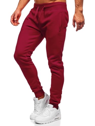 BOLF Herren Jogginghose Trainingshose Freizeithose Sporthose Bund mit Tunnelzug elastische Beinabschlüsse und Eingriffstaschen Weich Und Bequem Baumwolle Basic Casual Style XW01 Weinrot XL [6F6] von BOLF