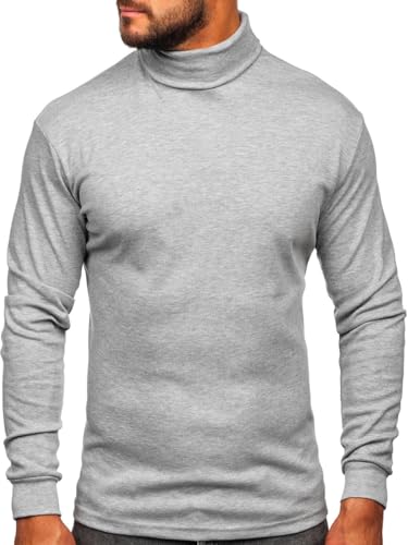 BOLF Herren Jumper Sweatshirt Pullover Sweater Pulli Rollkragenshirt Rollkragenpullover Langarmshirt Longsleeve Wärme Basic Einfarbig Casual Style 145347-1 Grau XXL [5E5] von BOLF