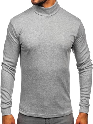 BOLF Herren Jumper Sweatshirt Pullover Sweater Pulli Rollkragenshirt Rollkragenpullover Langarmshirt Longsleeve Wärme Basic Einfarbig Casual Style 535 Grau XXL [5E5] von BOLF