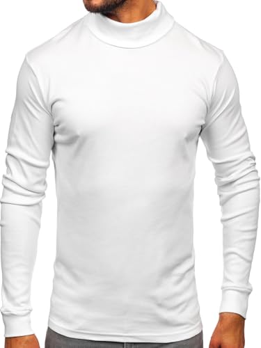 BOLF Herren Jumper Sweatshirt Pullover Sweater Pulli Rollkragenshirt Rollkragenpullover Langarmshirt Longsleeve Wärme Basic Einfarbig Casual Style 535 Weiß XXL [5E5] von BOLF