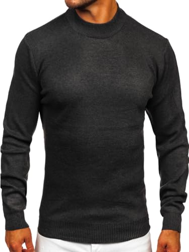 BOLF Herren Jumper Sweatshirt Pullover Sweater Pulli Rollkragenshirt Rollkragenpullover Langarmshirt Longsleeve Wärme Basic Einfarbig Casual Style S8519 Dunkelgrau XL [5E5] von BOLF