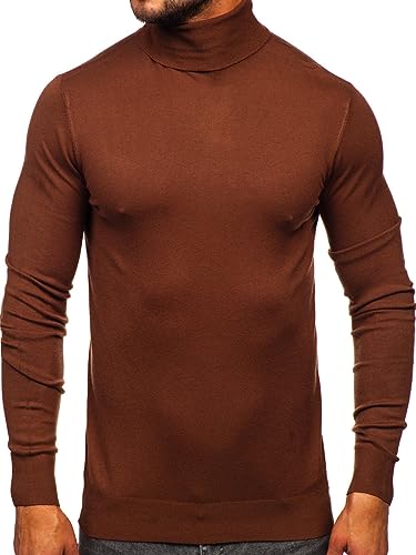 BOLF Herren Jumper Sweatshirt Pullover Sweater Pulli Rollkragenshirt Rollkragenpullover Langarmshirt Longsleeve Wärme Basic Einfarbig Casual Style W1-1728 Schokoladenbraun XXL [5E5] von BOLF