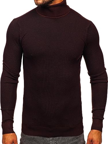 BOLF Herren Jumper Sweatshirt Pullover Sweater Pulli Rollkragenshirt Rollkragenpullover Langarmshirt Longsleeve Wärme Basic Einfarbig Casual Style W2-20125 Braun L [5E5] von BOLF