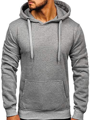 BOLF Herren Kapuzenpullover Hoodie Sweatshirt mit Kapuze Pullover Pulli Langarmshirt Freizeit Sport Fitness Outdoor Casual Style 2009 Grau L [1A1] von BOLF