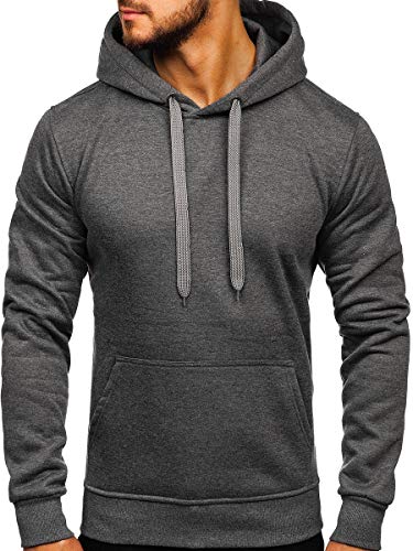 BOLF Herren Kapuzenpullover Hoodie Sweatshirt mit Kapuze Pullover Pulli Langarmshirt Freizeit Sport Fitness Outdoor Casual Style 2009 Anthrazit M [1A1] von BOLF