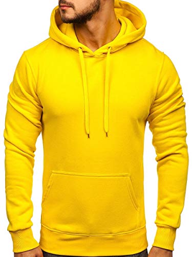 BOLF Herren Kapuzenpullover Hoodie Sweatshirt mit Kapuze Pullover Pulli Langarmshirt Freizeit Sport Fitness Outdoor Casual Style 2009 Gelb L [1A1] von BOLF