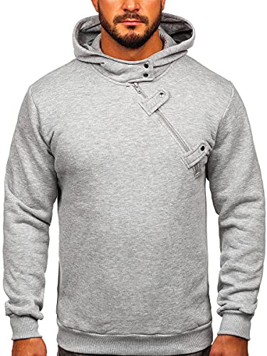 BOLF Herren Kapuzenpullover Hoodie Sweatshirt mit Kapuze Pullover Pulli Langarmshirt Freizeit Sport Fitness Outdoor Casual Style 06 Grau(Dunkel) L [1A1] von BOLF