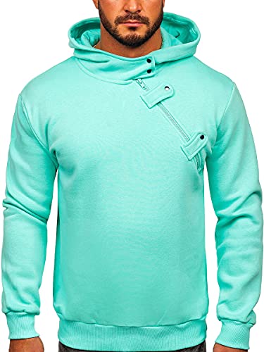 BOLF Herren Kapuzenpullover Hoodie Sweatshirt mit Kapuze Pullover Pulli Langarmshirt Freizeit Sport Fitness Outdoor Casual Style 06 Mint XXL [1A1] von BOLF