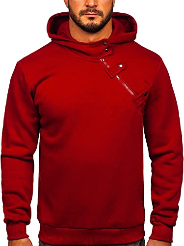 BOLF Herren Kapuzenpullover Hoodie Sweatshirt mit Kapuze Pullover Pulli Langarmshirt Freizeit Sport Fitness Outdoor Casual Style 06 Weinrot L [1A1] von BOLF