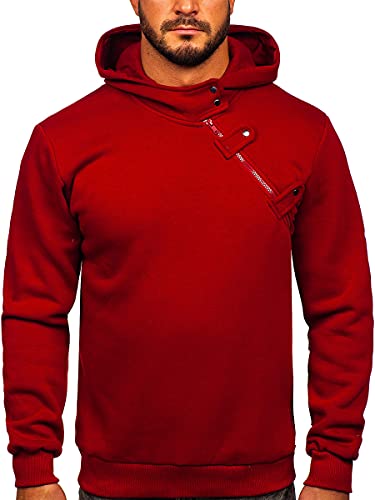 BOLF Herren Kapuzenpullover Hoodie Sweatshirt mit Kapuze Pullover Pulli Langarmshirt Freizeit Sport Fitness Outdoor Casual Style 06 Weinrot XL [1A1] von BOLF