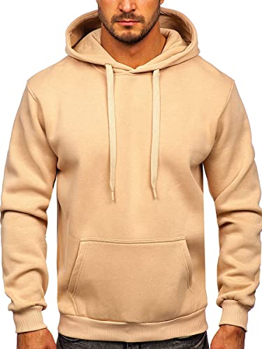 BOLF Herren Kapuzenpullover Hoodie Sweatshirt mit Kapuze Pullover Pulli Langarmshirt Freizeit Sport Fitness Outdoor Casual Style 1004 Beige XL [1A1] von BOLF