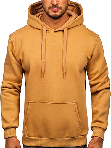 BOLF Herren Kapuzenpullover Hoodie Sweatshirt mit Kapuze Pullover Pulli Langarmshirt Freizeit Sport Fitness Outdoor Casual Style 1004 Braun XL [1A1] von BOLF