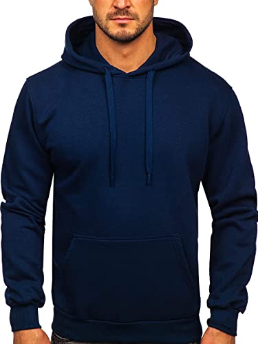 BOLF Herren Kapuzenpullover Hoodie Sweatshirt mit Kapuze Pullover Pulli Langarmshirt Freizeit Sport Fitness Outdoor Casual Style 1004 Dunkelblau XL [1A1] von BOLF