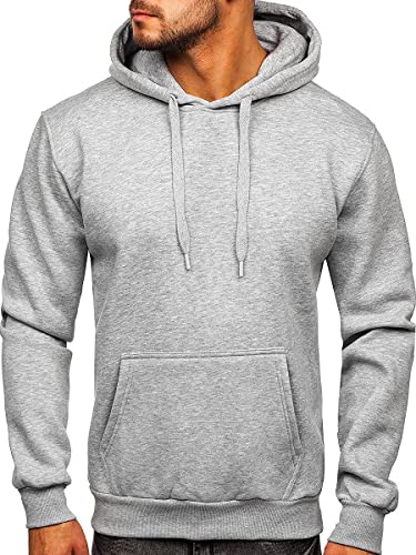 BOLF Herren Kapuzenpullover Hoodie Sweatshirt mit Kapuze Pullover Pulli Langarmshirt Freizeit Sport Fitness Outdoor Casual Style 1004 Grau(Dunkel) L [1A1] von BOLF