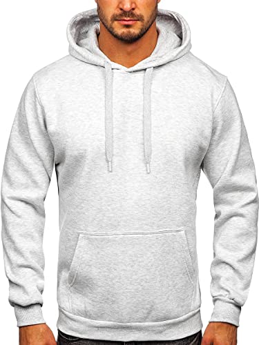 BOLF Herren Kapuzenpullover Hoodie Sweatshirt mit Kapuze Pullover Pulli Langarmshirt Freizeit Sport Fitness Outdoor Casual Style 1004 Grau(Hell) S [1A1] von BOLF