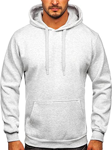 BOLF Herren Kapuzenpullover Hoodie Sweatshirt mit Kapuze Pullover Pulli Langarmshirt Freizeit Sport Fitness Outdoor Casual Style 1004 Grau(Hell) XL [1A1] von BOLF