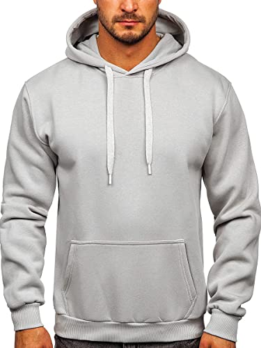 BOLF Herren Kapuzenpullover Hoodie Sweatshirt mit Kapuze Pullover Pulli Langarmshirt Freizeit Sport Fitness Outdoor Casual Style 1004 Grau XXL [1A1] von BOLF