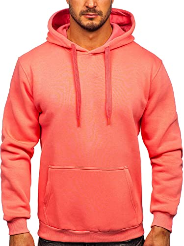 BOLF Herren Kapuzenpullover Hoodie Sweatshirt mit Kapuze Pullover Pulli Langarmshirt Freizeit Sport Fitness Outdoor Casual Style 1004 Lachsrosa M [1A1] von BOLF