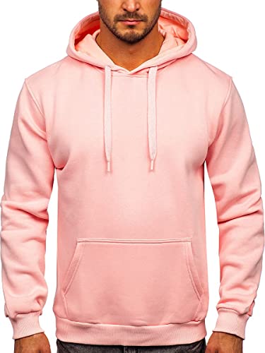BOLF Herren Kapuzenpullover Hoodie Sweatshirt mit Kapuze Pullover Pulli Langarmshirt Freizeit Sport Fitness Outdoor Casual Style 1004 Rosa(Hell) L [1A1] von BOLF