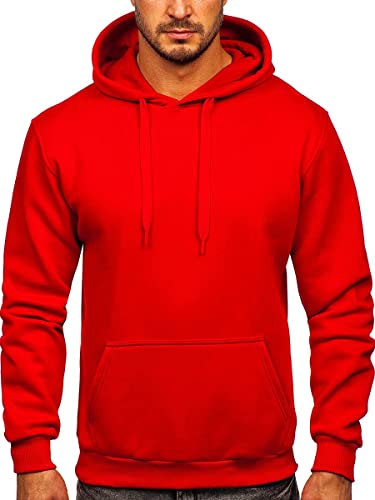 BOLF Herren Kapuzenpullover Hoodie Sweatshirt mit Kapuze Pullover Pulli Langarmshirt Freizeit Sport Fitness Outdoor Casual Style 1004 Rot XL [1A1] von BOLF