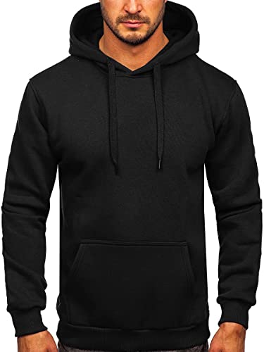 BOLF Herren Kapuzenpullover Hoodie Sweatshirt mit Kapuze Pullover Pulli Langarmshirt Freizeit Sport Fitness Outdoor Casual Style 1004 Schwarz S [1A1] von BOLF