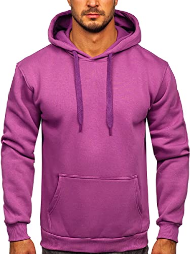 BOLF Herren Kapuzenpullover Hoodie Sweatshirt mit Kapuze Pullover Pulli Langarmshirt Freizeit Sport Fitness Outdoor Casual Style 1004 Violett L [1A1] von BOLF